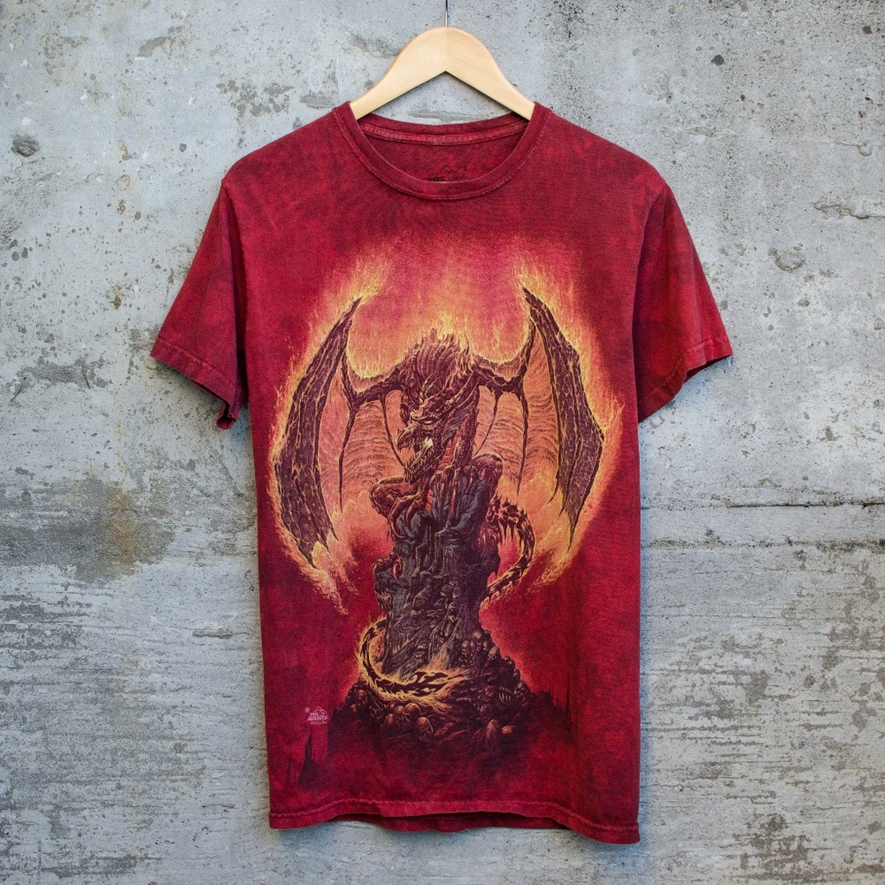Fire Dragon Graphic Red T Shirt
